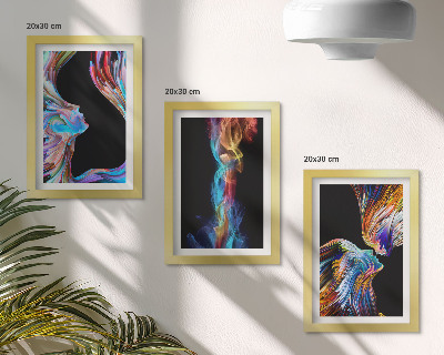 3-piece wall art set Colorful abstractions with faces and dynamic shapes