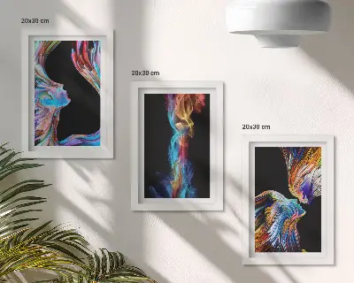 3-piece wall art set colorful abstractions featuring faces and dynamic shapes