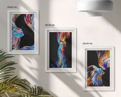 3-piece wall art set Colorful abstractions with faces and dynamic shapes