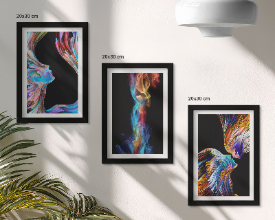 3-piece wall art set Colorful abstractions with faces and dynamic shapes