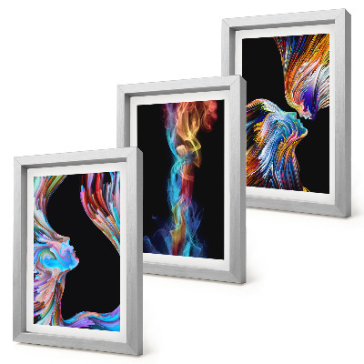 3-piece wall art set Colorful abstractions with faces and dynamic shapes