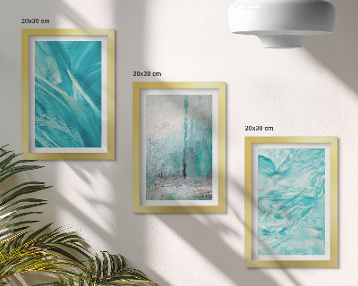 Photo frame wall Shades of blue in delicate abstract patterns