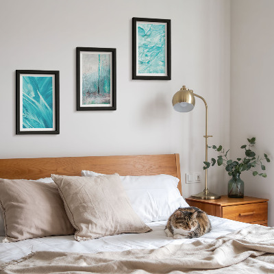 Photo frame wall Shades of blue in delicate abstract patterns