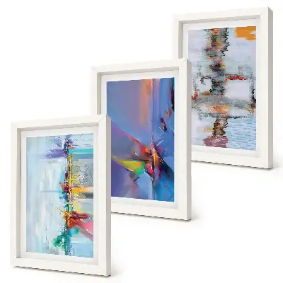 Abstract compositions painting framed triptych