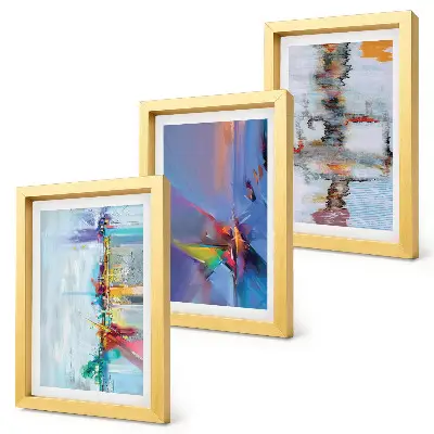 Abstract compositions painting framed triptych