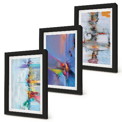 Framed triptych Abstract compositions painting style