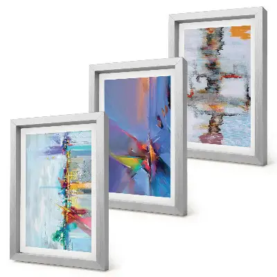 Abstract compositions painting framed triptych