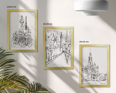 3-piece wall art set Simple drawings of city views