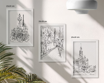 3-piece wall art set Simple drawings of city views