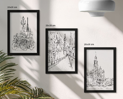 3-piece wall art set Simple drawings of city views