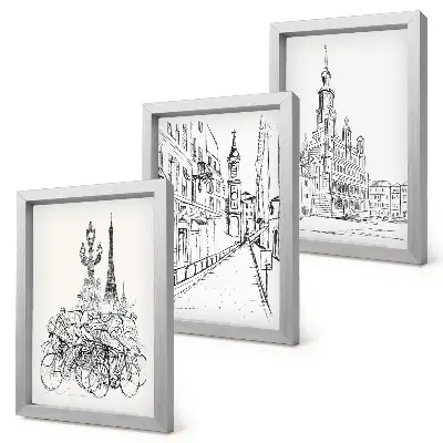 3-piece city view wall art set simple line drawings