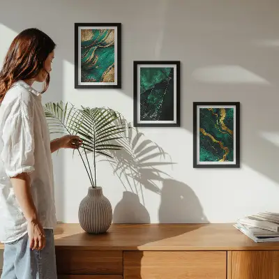 3-piece wall art set with elegant abstract stone patterns