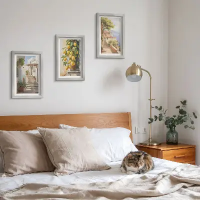 Charming streets with lemons and sea views framed triptych