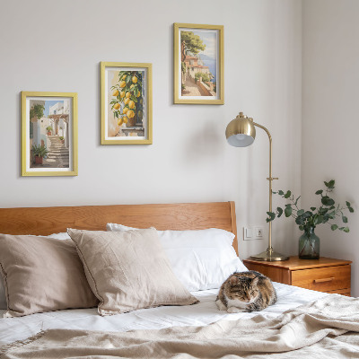 Framed triptych Charming streets with lemons and sea views