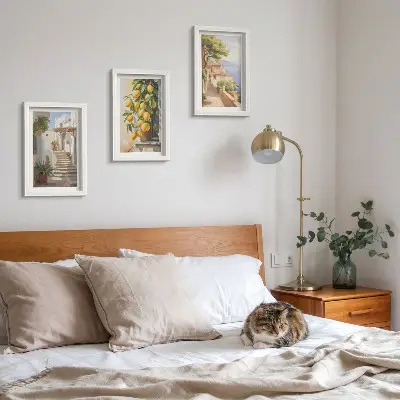Charming streets with lemons and sea views framed triptych