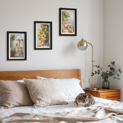 Framed triptych Charming streets with lemons and sea views
