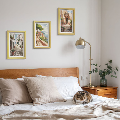 Photo frame wall Picturesque streets with houses and potted plants