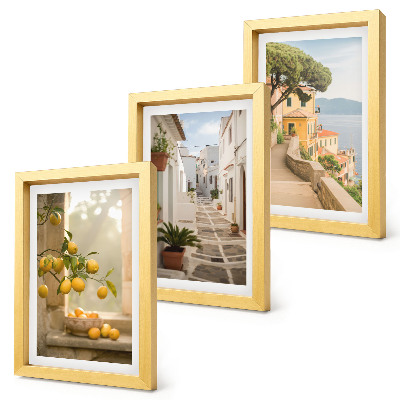 Photo frame wall Citrus tree view from the window and seaside architecture