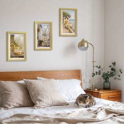 Photo frame wall Citrus tree view from the window and seaside architecture