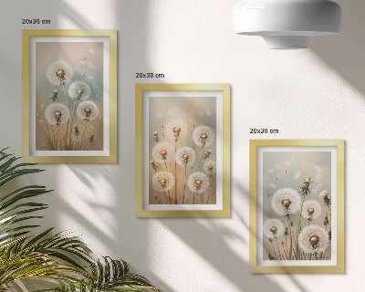 Photo frame wall Dandelion flowers against a background of pastel colors