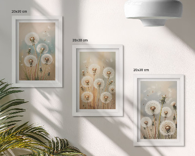 Photo frame wall Dandelion flowers against a background of pastel colors