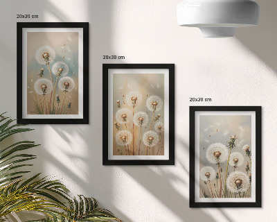 Photo frame wall Dandelion flowers against a background of pastel colors