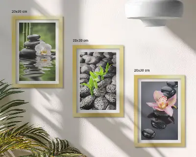 Photo frame wall peaceful zen composition of stones and flowers on water