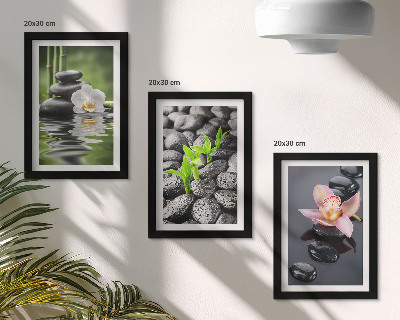 Photo frame wall A peaceful zen composition of stones and flowers on water