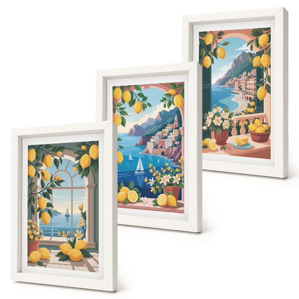 Photo frame wall Sea view window with Italian lemons