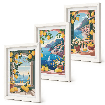 Photo frame wall Sea view window with Italian lemons