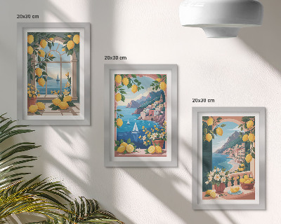 Photo frame wall Sea view window with Italian lemons