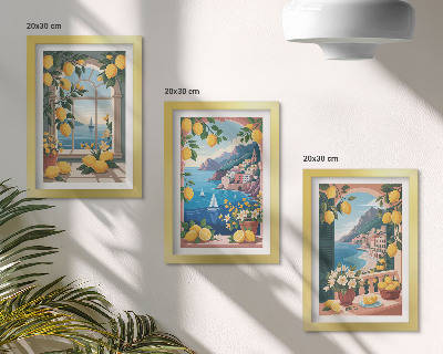 Photo frame wall Sea view window with Italian lemons
