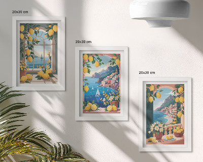 Photo frame wall Sea view window with Italian lemons