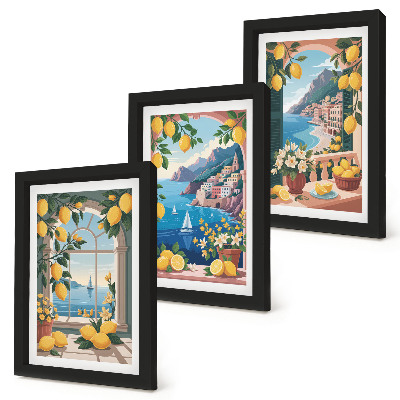 Photo frame wall Sea view window with Italian lemons