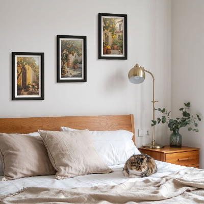 3-piece wall art set Sunny patio with citrus trees and pots