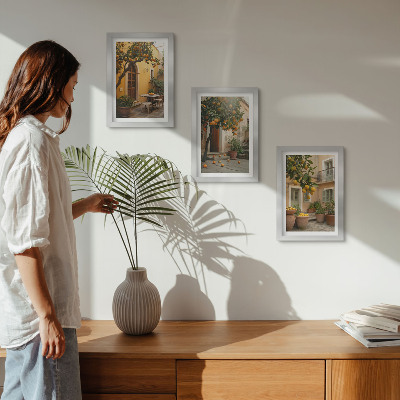 Photo frame wall A garden with citrus trees in a sunny setting
