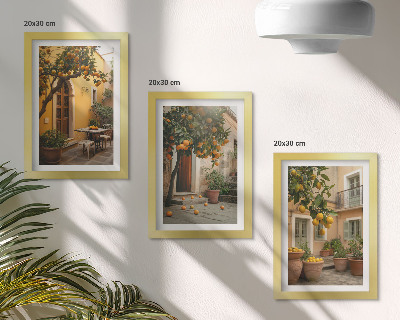 Photo frame wall A garden with citrus trees in a sunny setting