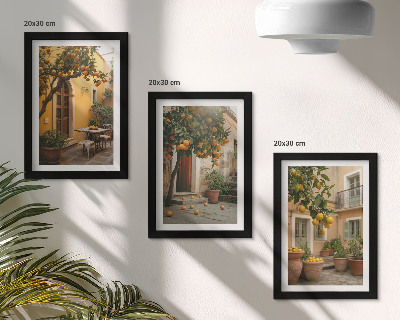 Photo frame wall A garden with citrus trees in a sunny setting