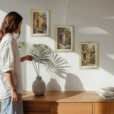 Photo frame wall Citrus fruits in a sunny courtyard with plants