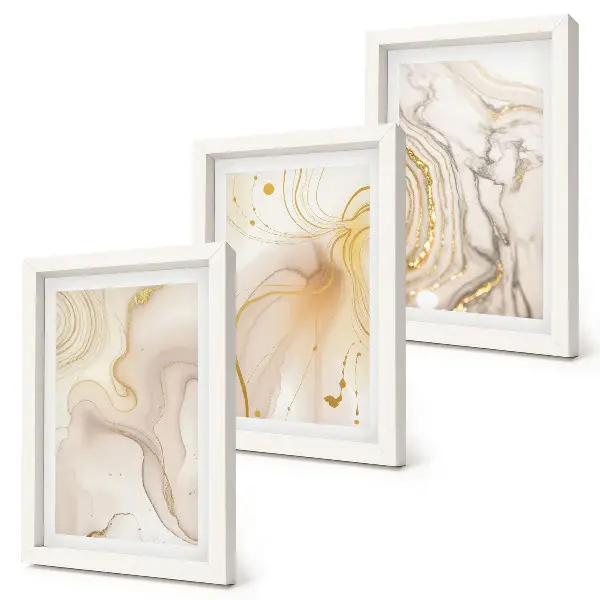 3-piece wall art set with subtle abstract spilled paint patterns