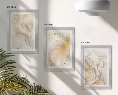 3-piece wall art set with subtle abstract spilled paint patterns