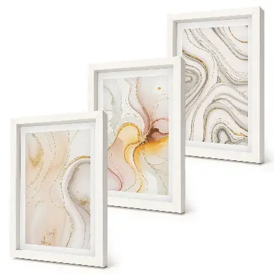 Photo frame wall with abstract warm patterns and elegant motifs