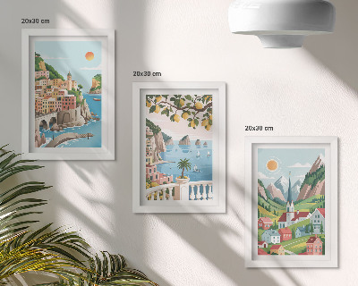 Photo frame wall Picturesque landscapes with sea and citrus fruits