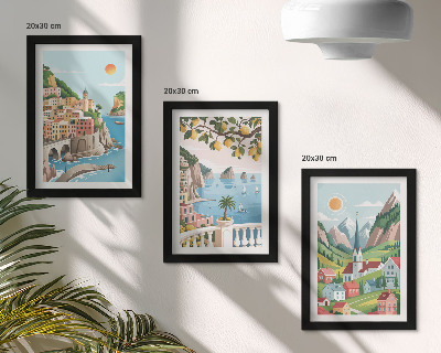 Photo frame wall Picturesque landscapes with sea and citrus fruits