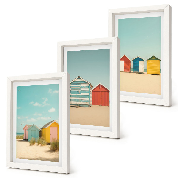 Photo frame wall Colorful beach houses on a sunny day