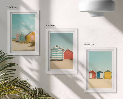 Photo frame wall Colorful beach houses on a sunny day