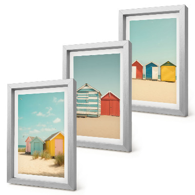 Photo frame wall Colorful beach houses on a sunny day