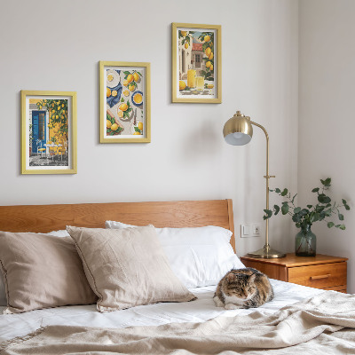 3-piece wall art set Lemon garden with lemons and drinks on the table