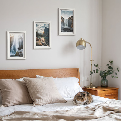 Photo frame wall Waterfalls in the mountains with beautiful natural landscapes