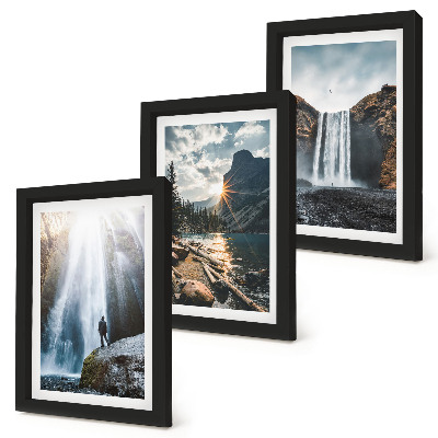 Photo frame wall Waterfalls in the mountains with beautiful natural landscapes